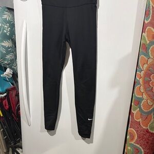 Nike Black High-Rise Leggings with White Swoosh